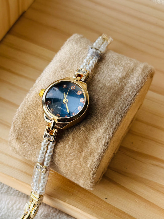 ✨Exquisite Gold Pearl Blue Dial True Worth Chain Watch ✨