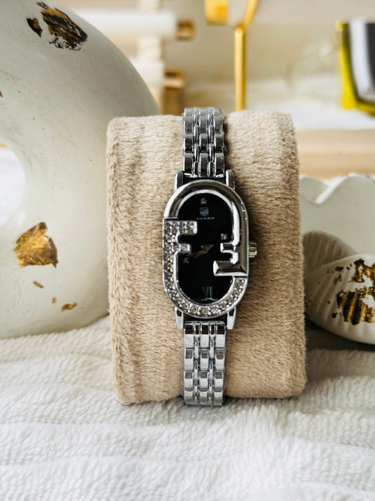 ✨Exquisite Silver Zirconium Jubilee Black Dial TrueWorth Watch✨