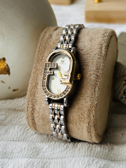 ✨Exquisite SilverXGold Zirconium Jubilee Silver Dial TrueWorth Watch✨