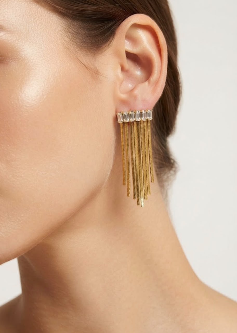 Exquisite gold Snake crystal drop earrings