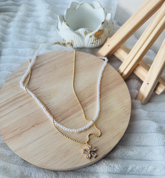 ✨Stainless steel Gold Pearl Layered Necklace Pendant ✨