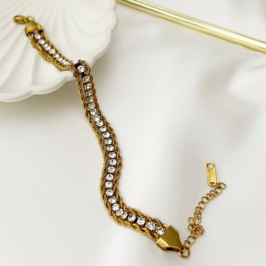 ✨Stainless steel RopeXTennis Layered chain Bracelet ✨