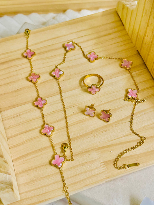 ✨Exclusive Vanity Pink Clover Jewelry Set ✨