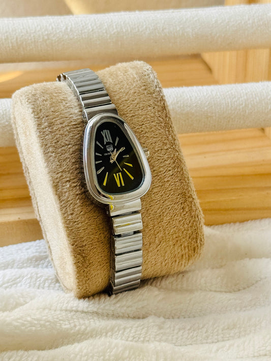 ✨Stainless Steel Black Dial Silver Link Chain Bvlg True Worth Watch ✨