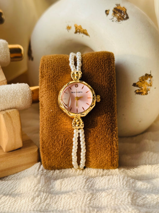 ✨Exclusive Gold Pink Dial Pearl Watch ✨