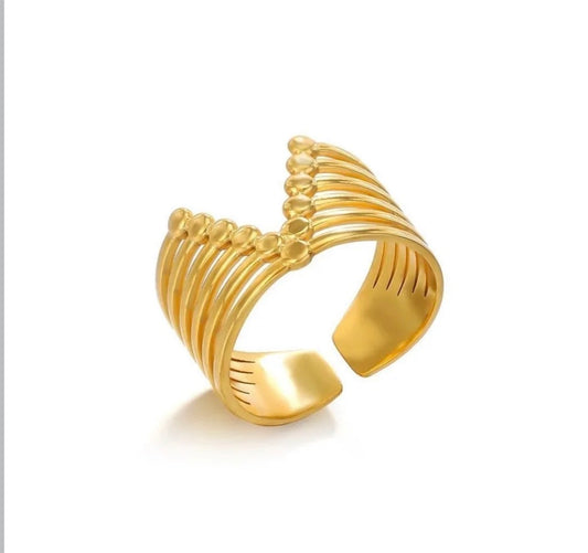 ✨ Stainless steel Gold Statement V shaped Adjustable Ring ✨