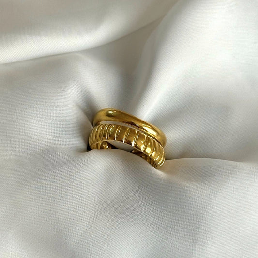 ✨ Stainless steel Gold Statement Gold Glided Adjustable Ring ✨