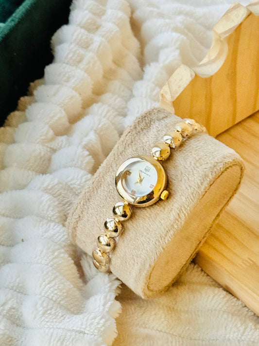 ✨Exquisite Classic True worth Gold   white Dial Ball Chain Watch ✨