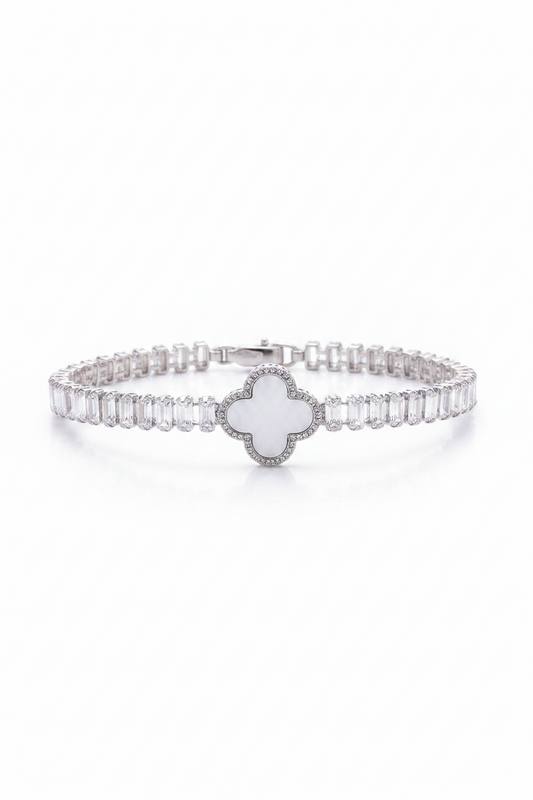 ✨Exquisite Silver Clover Luxury Tennis Chain Bracelet✨