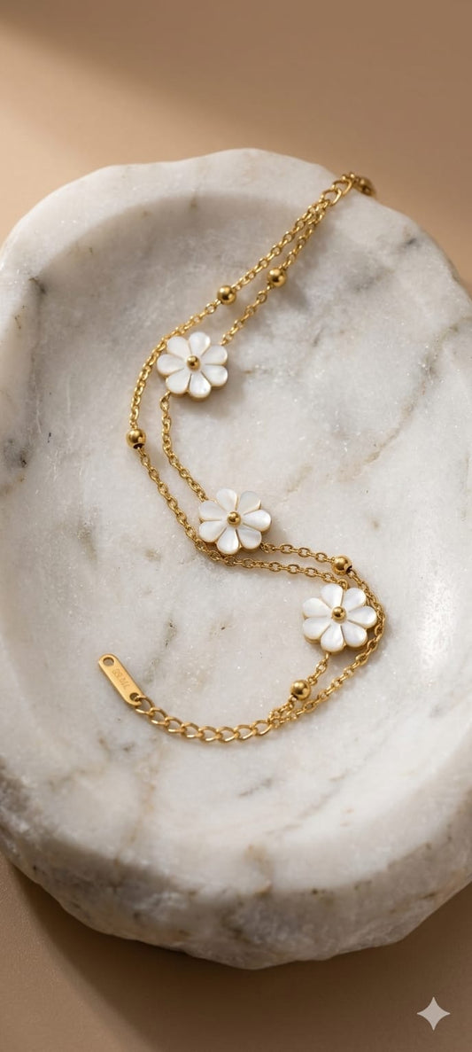 ✨Exclusive Stainless Steel Layered Floral Beaded Bracelet✨