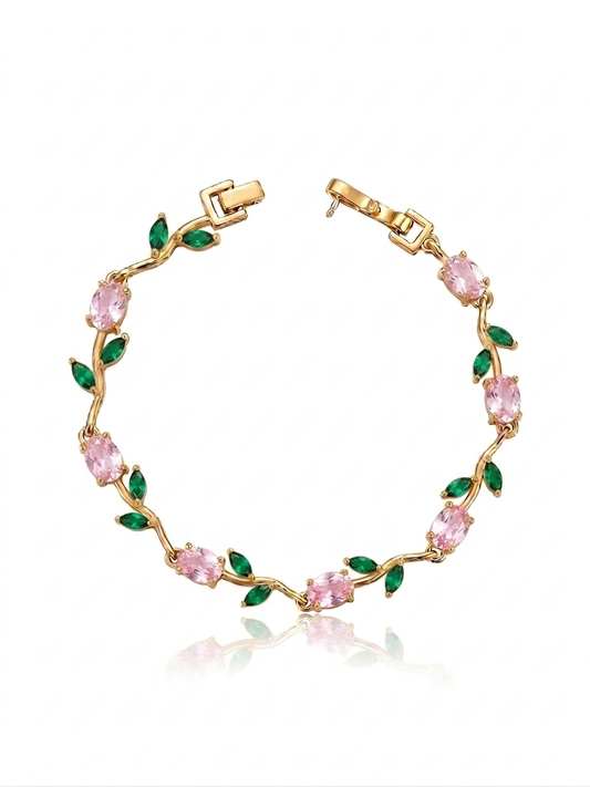 ✨Exclusive Emerald Pink Gold Tulip chain Bracelet ✨