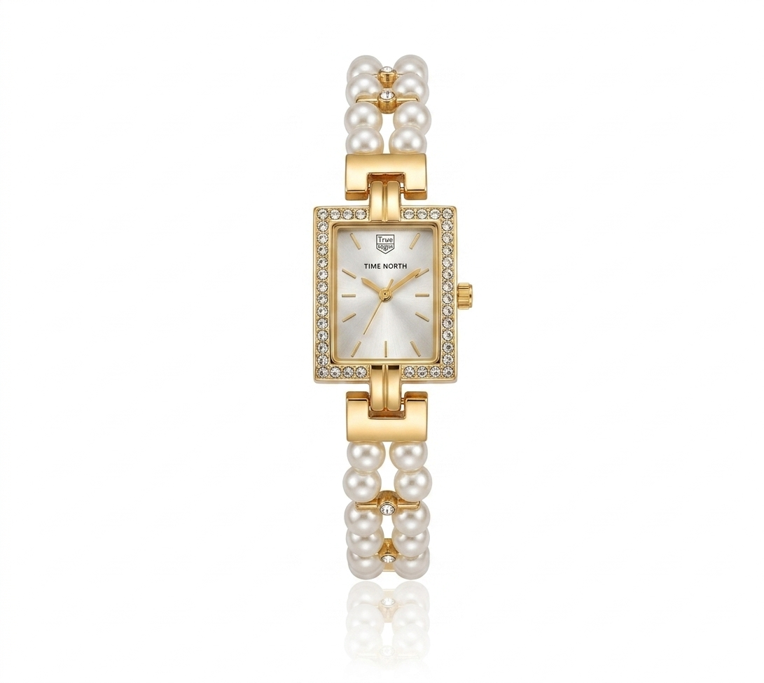 ✨ Exquisite Gold Pearl White Dial Trueworth Chain Watch ✨