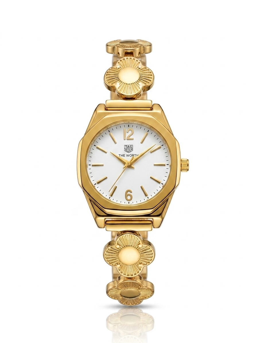 ✨Exclusive Gold Clovie White Dial True Worth Vintage Watch ✨