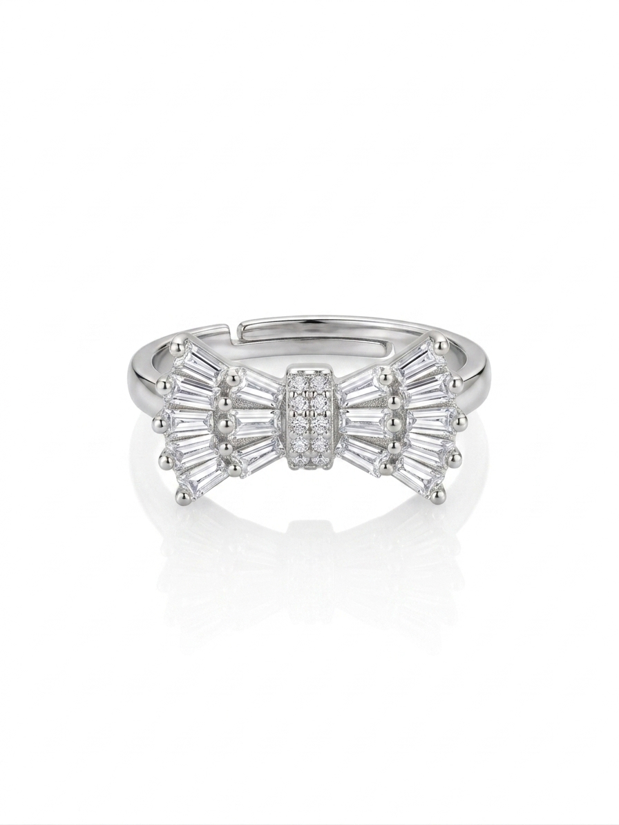 ✨Sterling S925 Silver zirconia Bow Adjustable Ring ✨