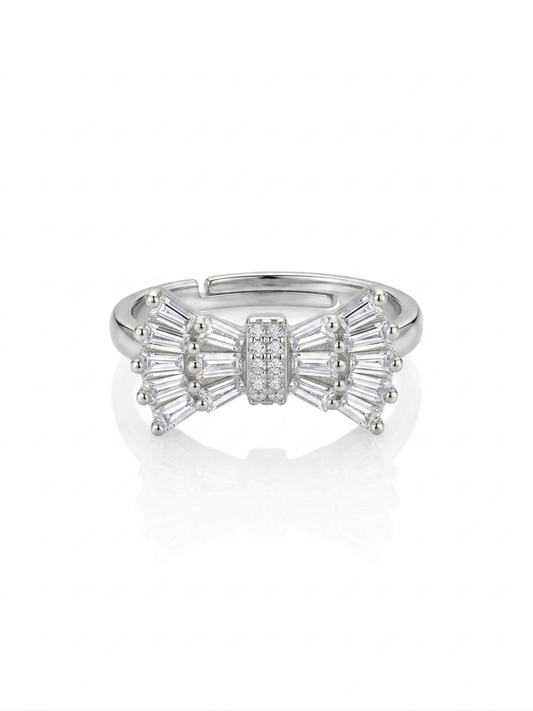 ✨Sterling S925 Silver zirconia Bow Adjustable Ring ✨