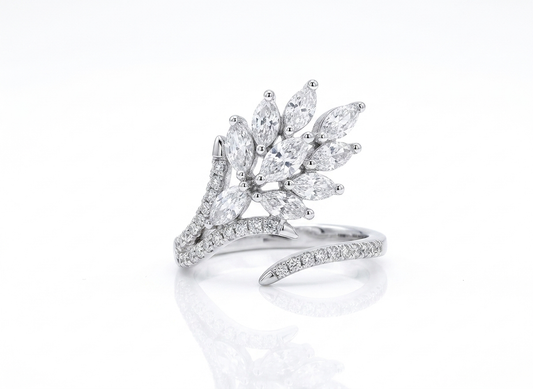 ✨Sterling S925 Silver zirconia Leaf Adjustable Ring ✨