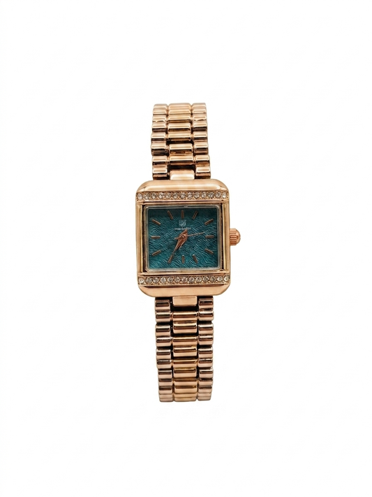 ✨Exquisite Crystal studded Emerald Dial SilverXRoseGold True Worth Watch ✨