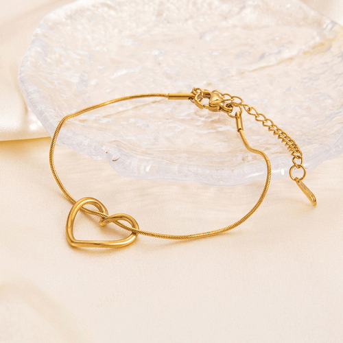 Exquisite Stainless steel Gold Heart Chain Bracelet