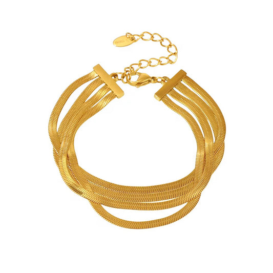 ✨Exquisite Stainless steel Gold Quad Snake Chain Bracelet ✨