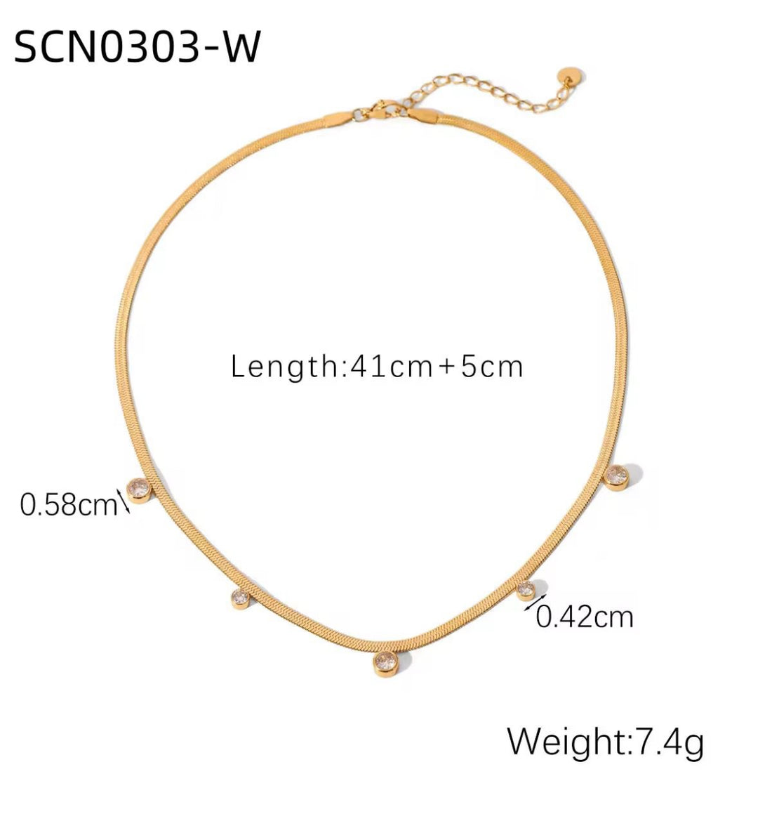 ✨Exquisite Stainless steel Gold Snake Chain Gemstone Necklace ✨.