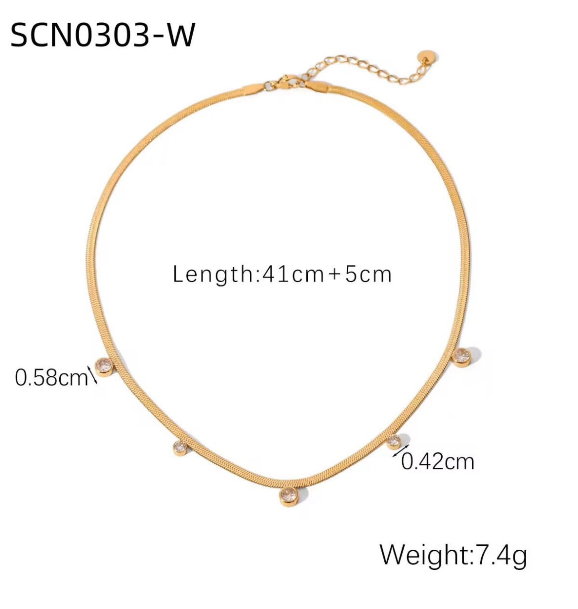✨Exquisite Stainless steel Gold Snake Chain Gemstone Necklace ✨.