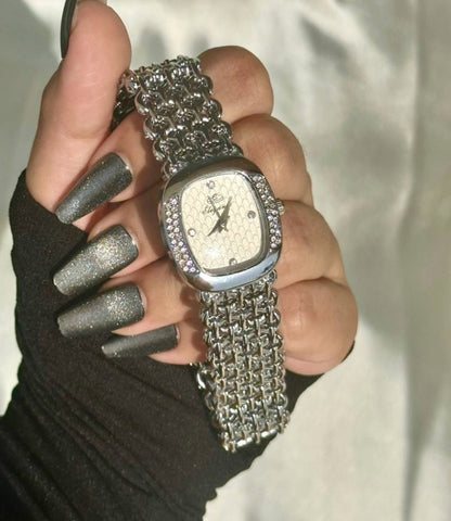 ✨Exquisite Link Chain Silver Diamantes Watch ✨