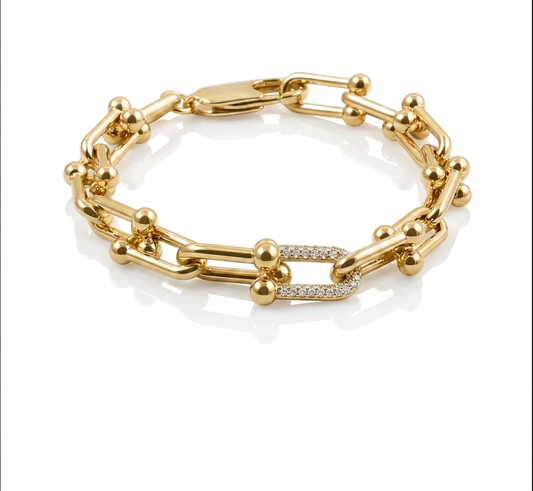 ✨Exquisite Zirconium Studded Link Gold Chain Bracelet ✨