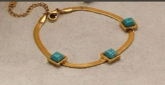 ✨Exquisite stainless steel Gold Feroza Snake Chain Bracelet ✨