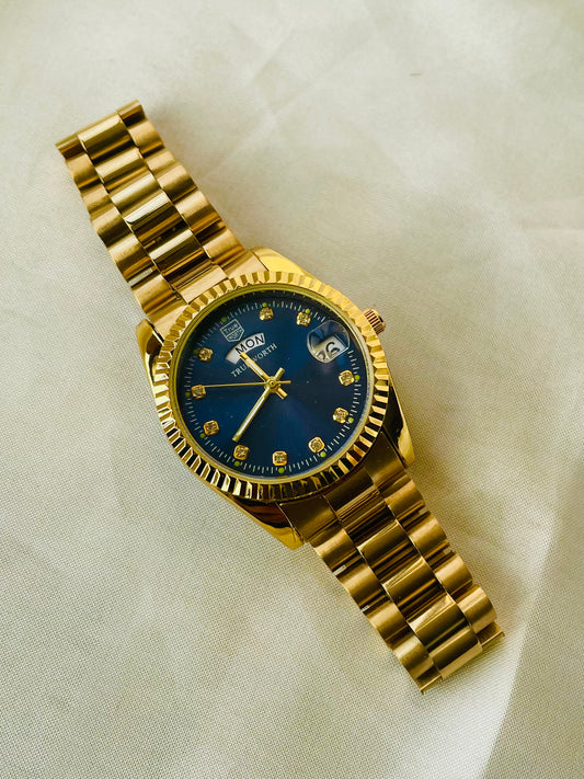 ✨ Exclusive Gold Blue Dial with DayDate True Worth Watch  ✨