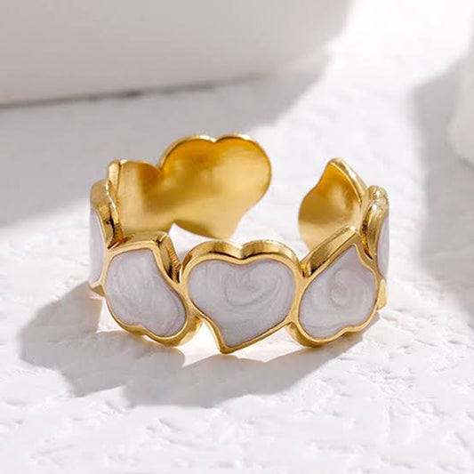 ✨Stainless steel White Enamel Heart Ring ✨