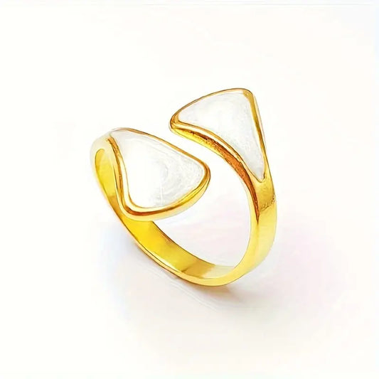 ✨Stainless steel White Enamel  Ring ✨