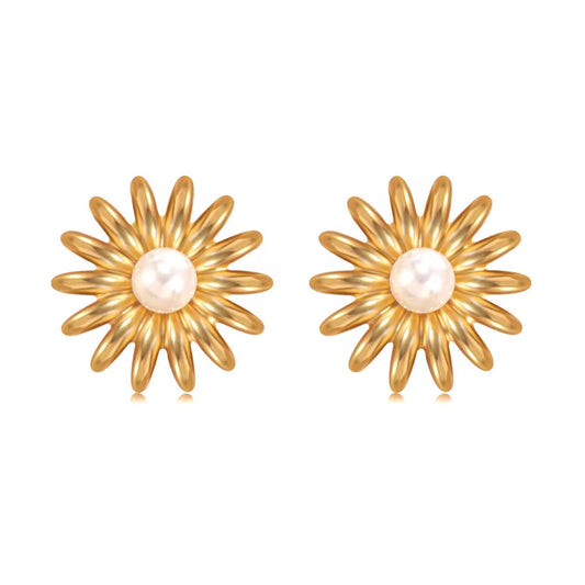 ✨Stainless steel Pearl Floral Earrings ✨