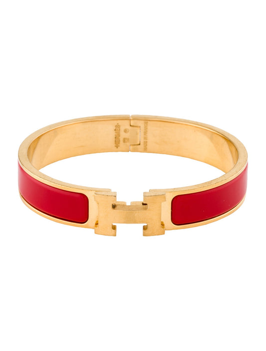 ✨ High Grade Rose Gold Red Enamel Kira H Cuff Bracelet ✨