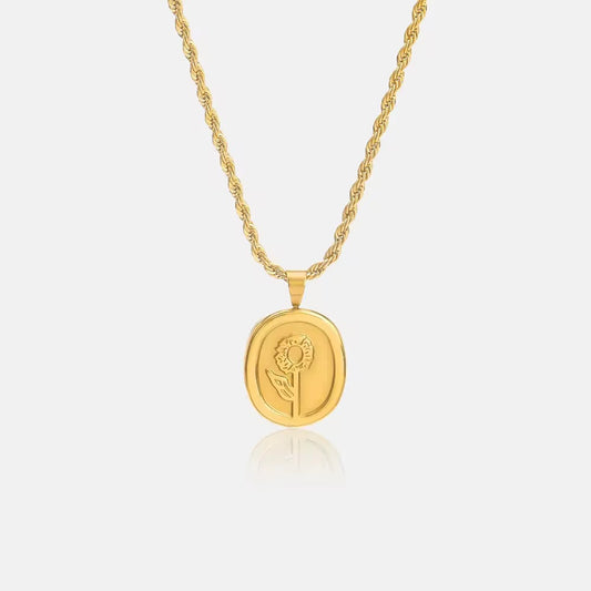 ✨Stainless steel Gold Floral Rope chain Pendant ✨