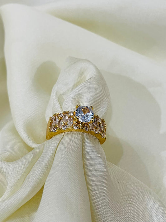✨Stainless steel Gold Engagement Zircon Adjustable Ring✨