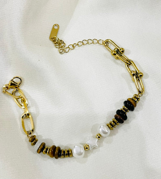 ✨ Stainless steel Exquisite Pearl Beaded Link Chain Bracelet ✨