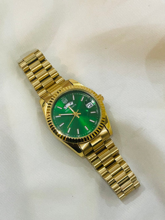 ✨ Exclusive Gold Emerald Dial with DayDate True Worth Classic Watch  ✨