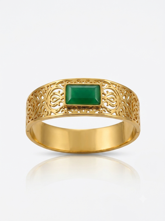 ✨Exclusive Stainless steel Gold Emerald bar chunky Cuff Bracelet ✨