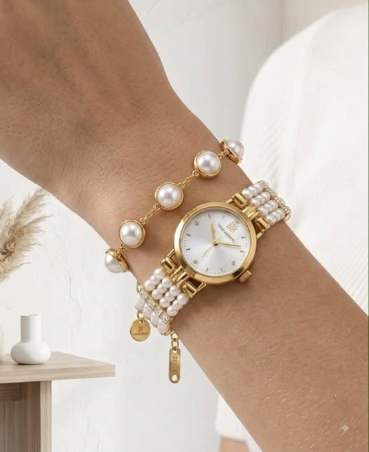 Exquisite Pearl Watch Stack