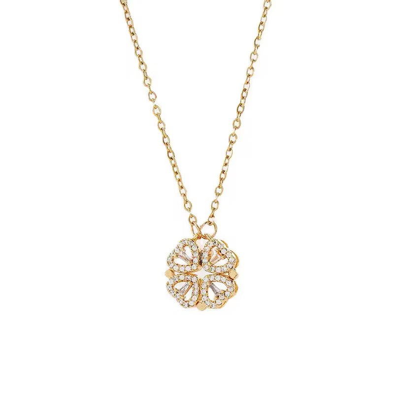 ✨Stainless steel Gold zircon Clovie Pendant ✨