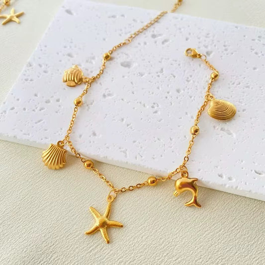 ✨Stainless steel Gold Charm Chain Bracelet ✨