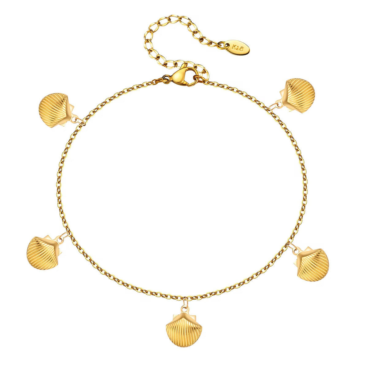 Stainless steel Gold Shell Charm chain bracelet