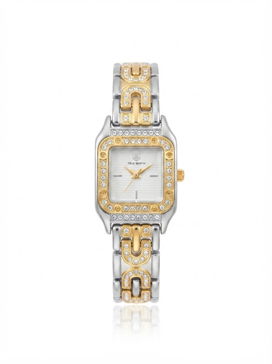 ✨Exquisite stainless steel SilverXGold Zirconium True worth Watch✨