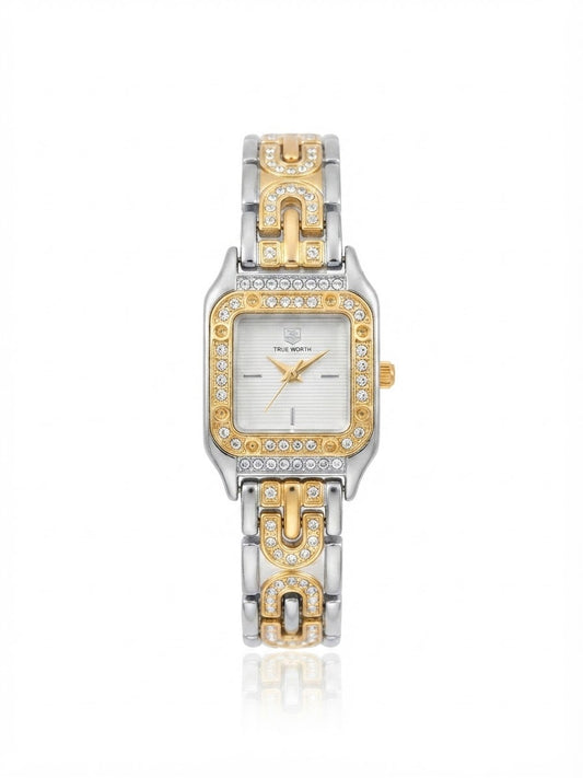 ✨Exquisite stainless steel SilverXGold Zirconium True worth Watch✨