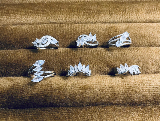 ✨ Crystal Adjustable Leaf Set of 6 Ring ✨