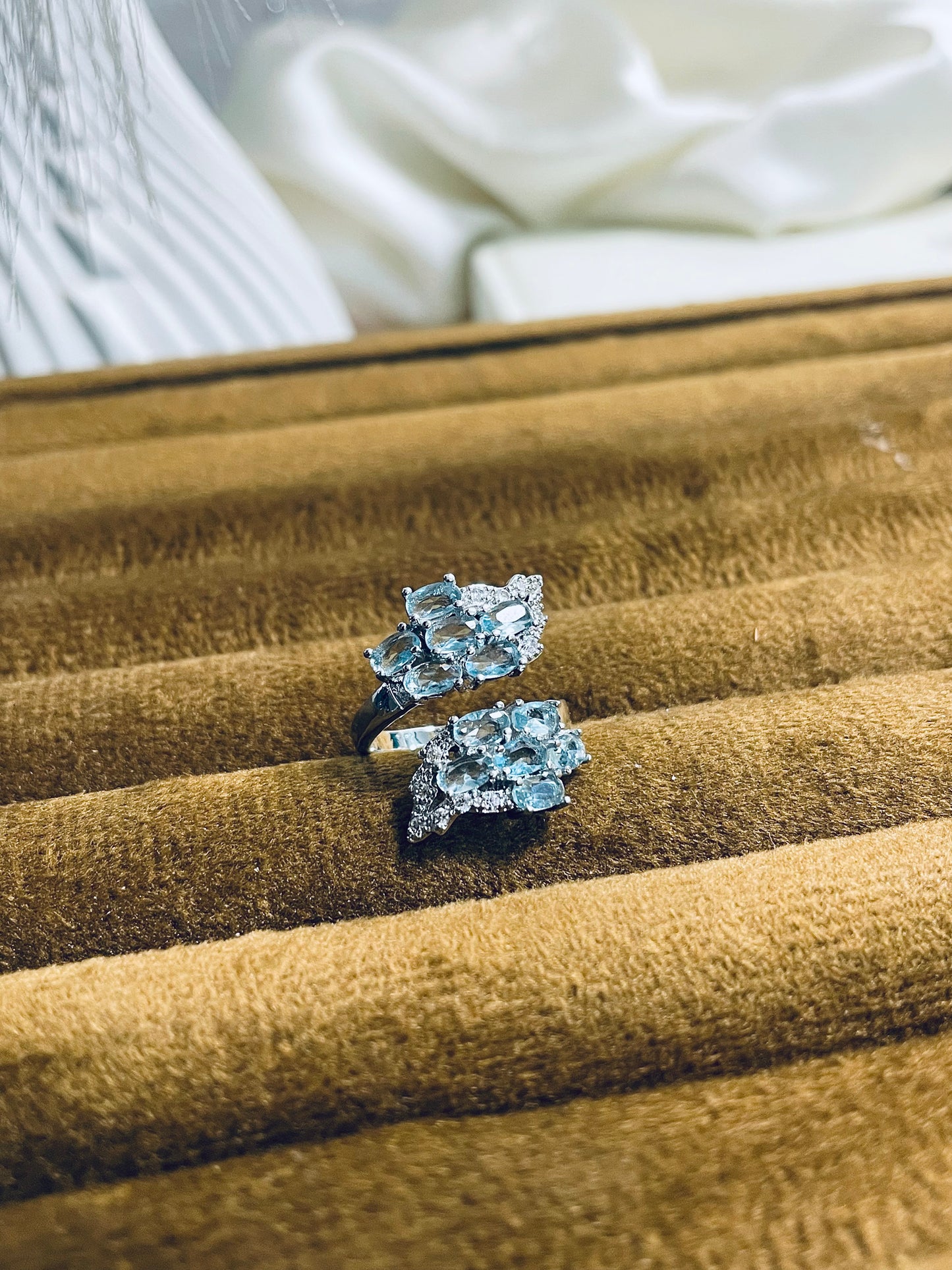 ✨ Sterling Silver Rhinestone Leaf Adjustable Ring ✨