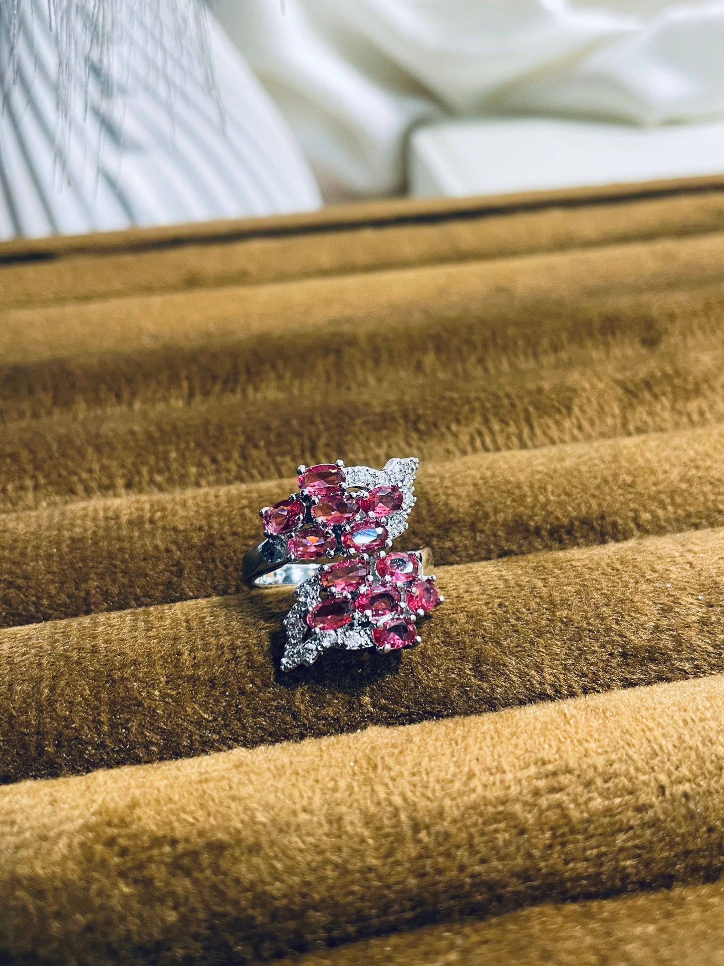 ✨ Sterling Silver Rhinestone Leaf Adjustable Ring ✨