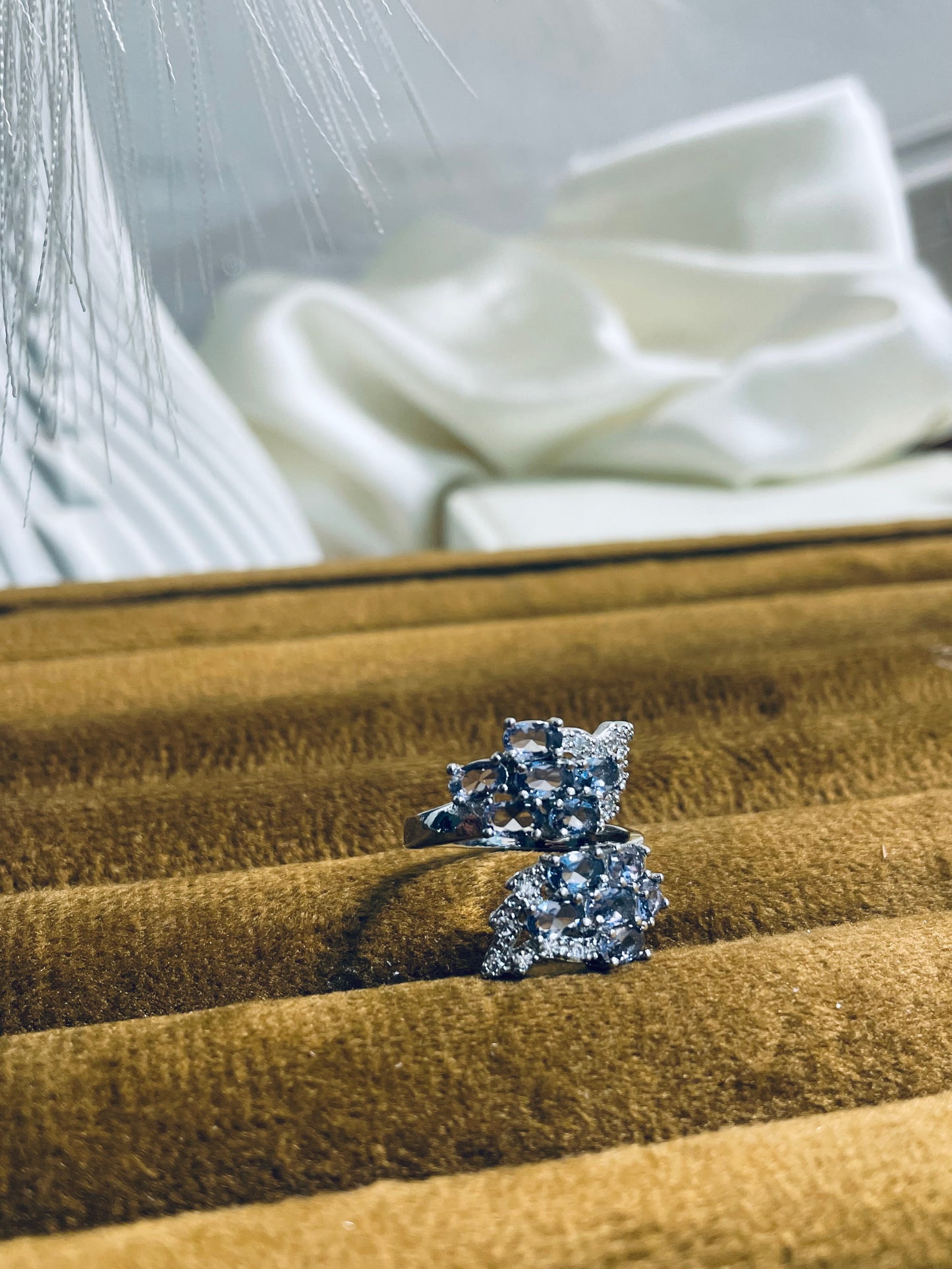 ✨ Sterling Silver Rhinestone Leaf Adjustable Ring ✨