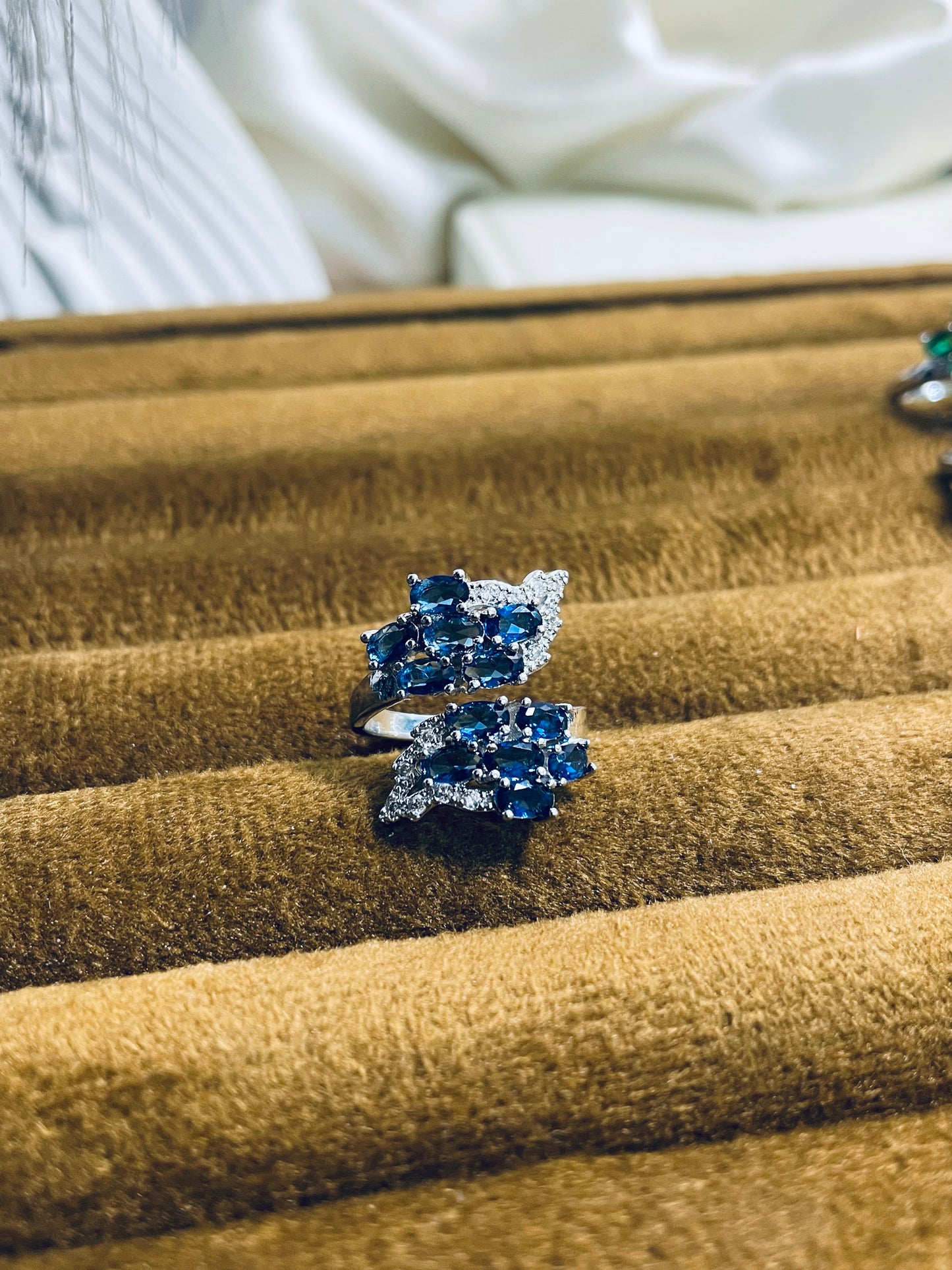 ✨ Sterling Silver Rhinestone Leaf Adjustable Ring ✨