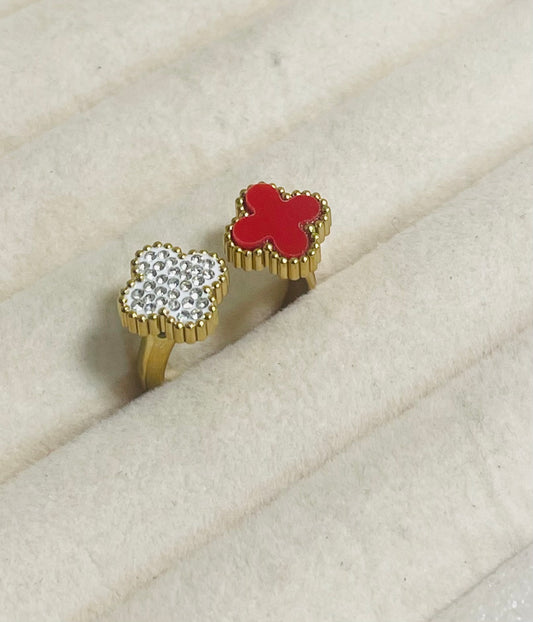 ✨Stainless steel Diamantés Red Clovie Ring ✨